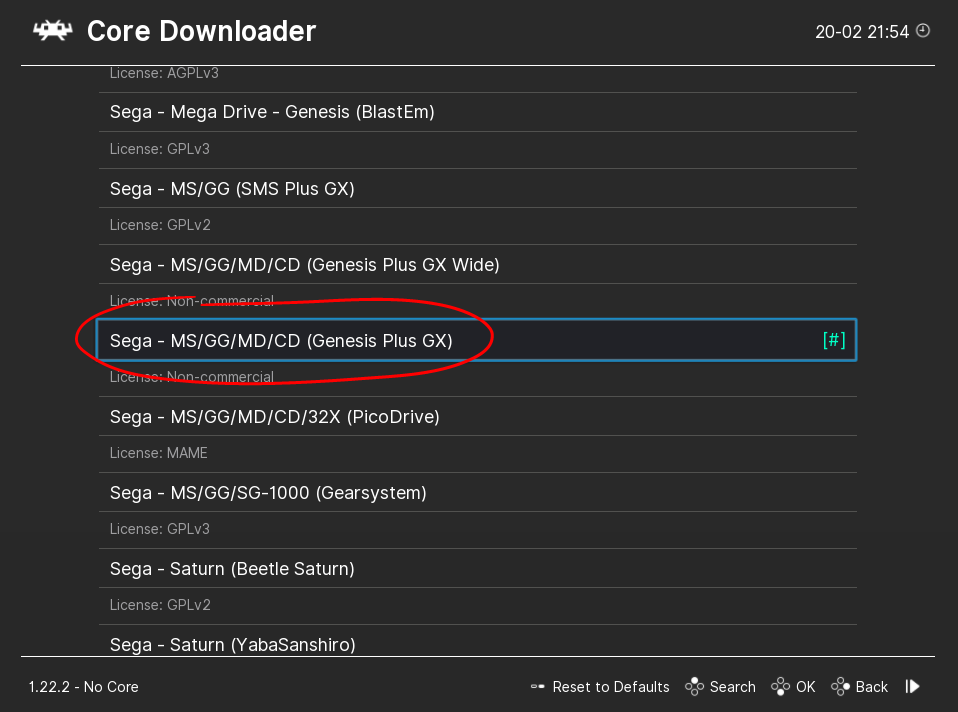 Sega - MS/GG/MD/CD (Genesis Plus GX)