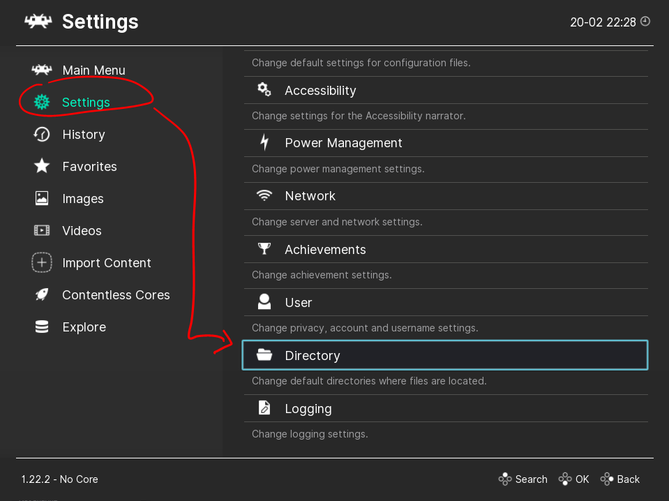 Settings -> Directory